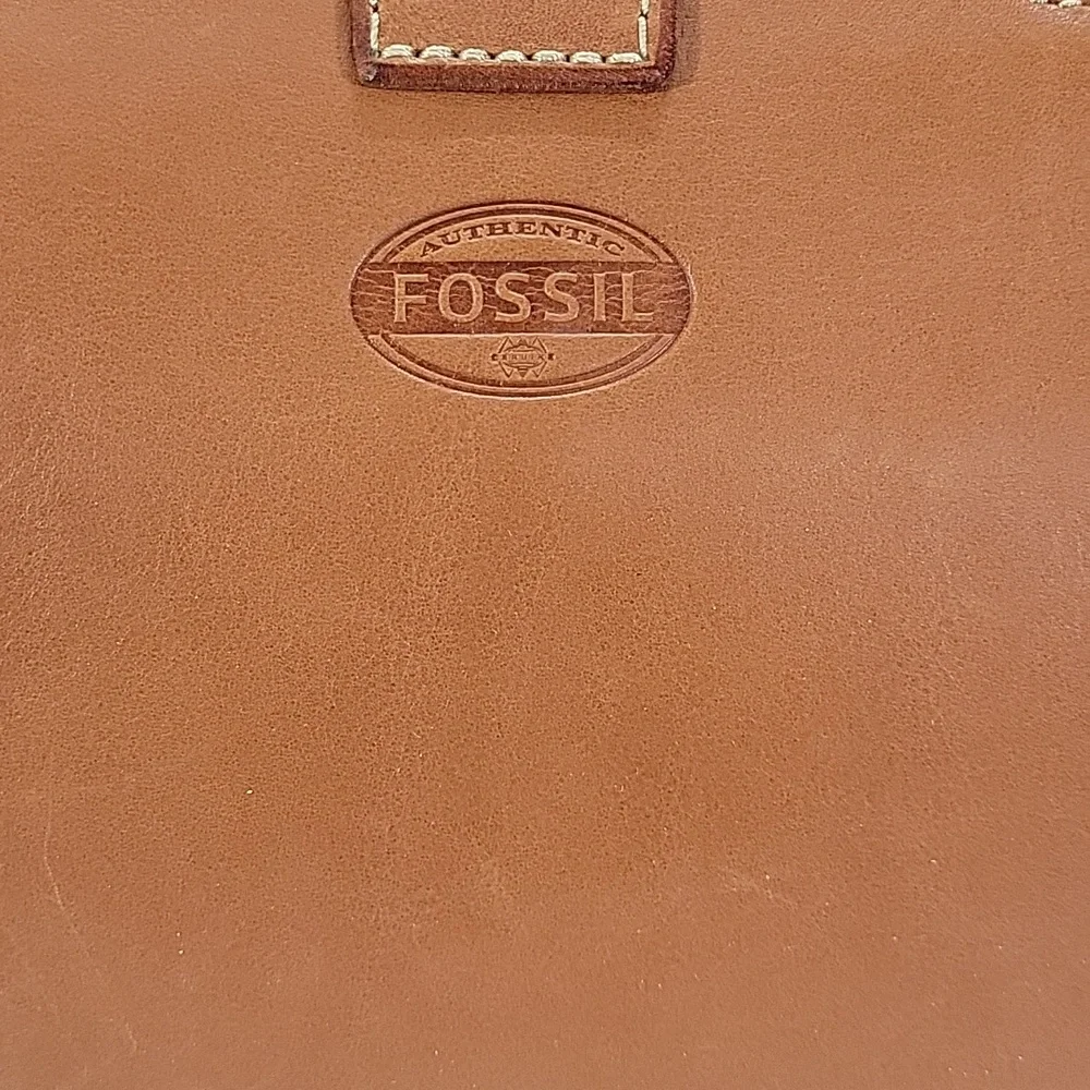 Fossil Chestnut Brown Leather Shoulder Bag Tote